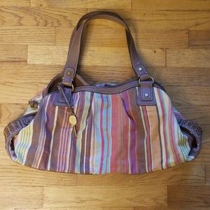 🌈 Fossil Rainbow Stripe Cavnas & Jute Bag 🌈